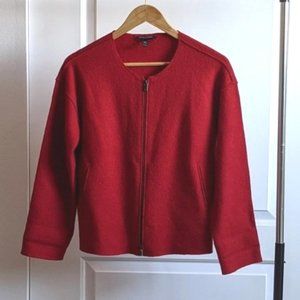 Eileen Fisher 100% Wool Red Cardigan